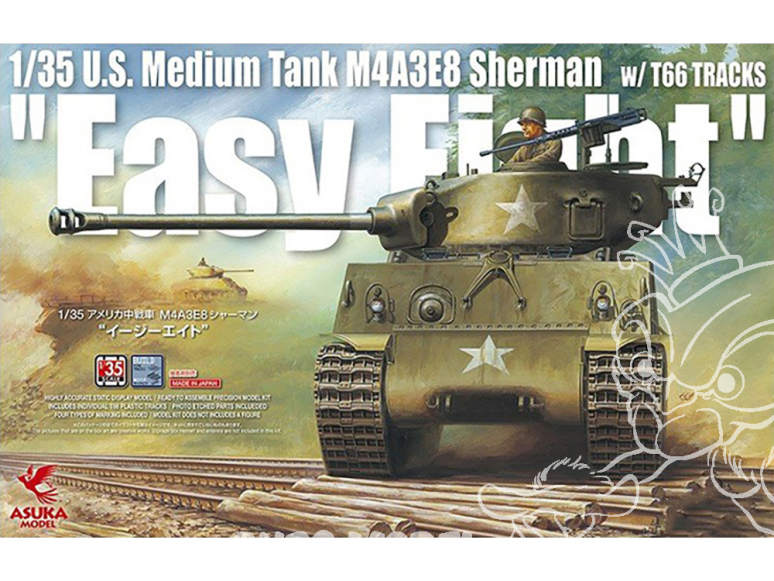 Asuka maquette militaire 35-020 M4A3E8 Sherman Easy Eight avec chenilles T66 1/35