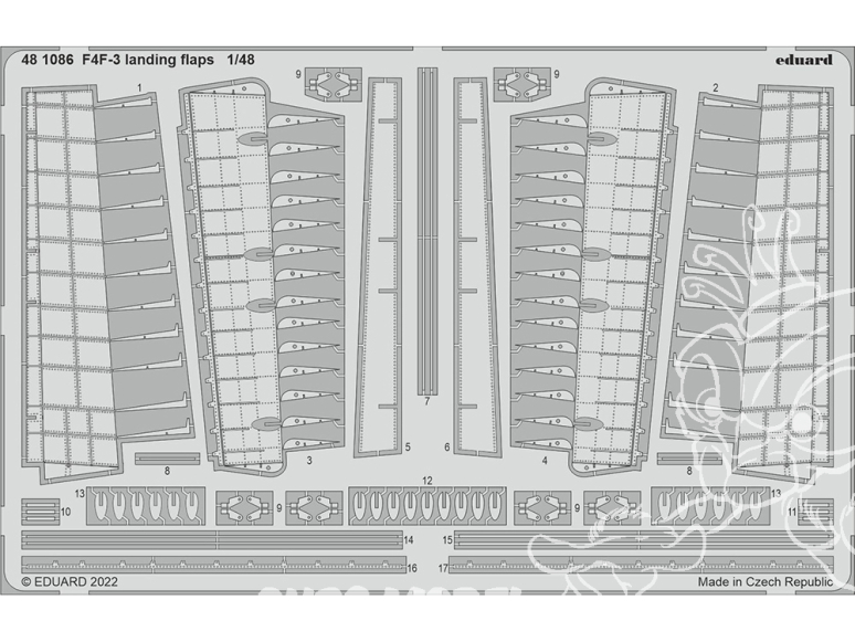 EDUARD photodecoupe avion 481086 Volets d'atterrissage F4F-3 Eduard 1/48