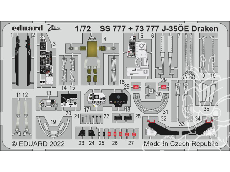 Eduard photodecoupe avion 73777 Amélioration J-35OE Draken Hasegawa / Hobby 2000 1/72