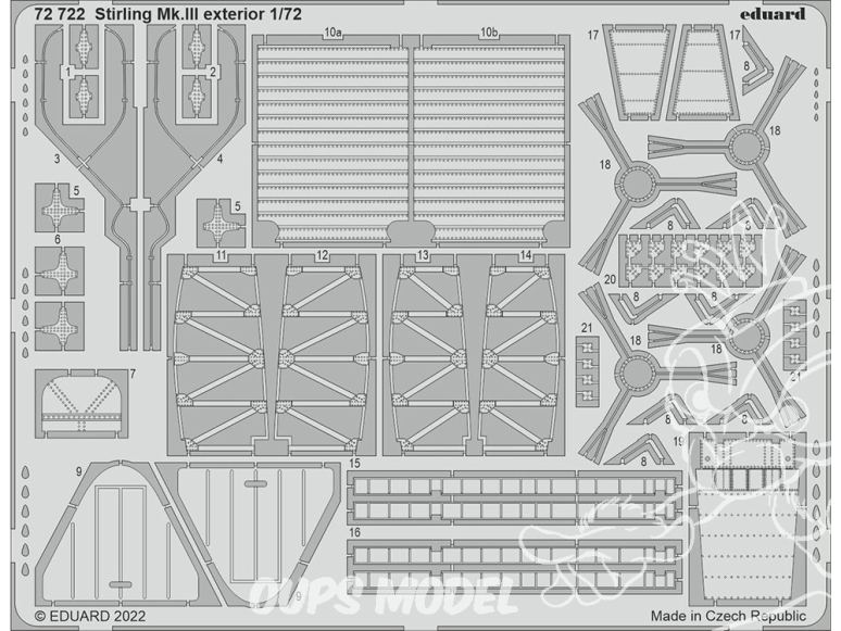 Eduard photodecoupe avion 72722 Extérieur Striling Mk.III Italeri 1/72