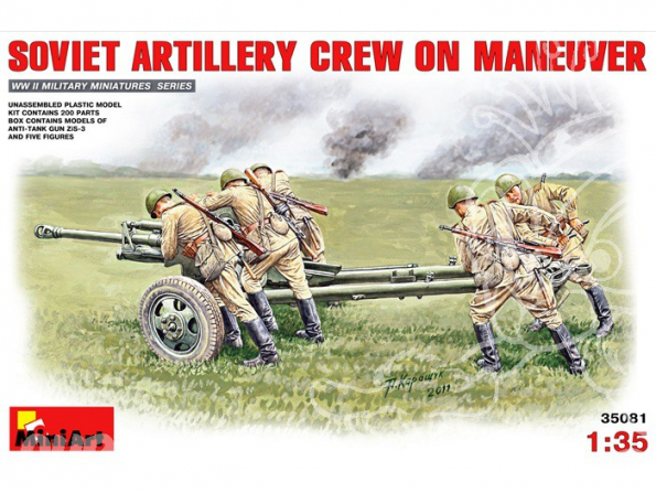 Mini art maquette militaire 35081 ARTILLEURS SOVIETIQUES A LA MANOEUVRE avec canon Anti-Char Zis-3 1/35