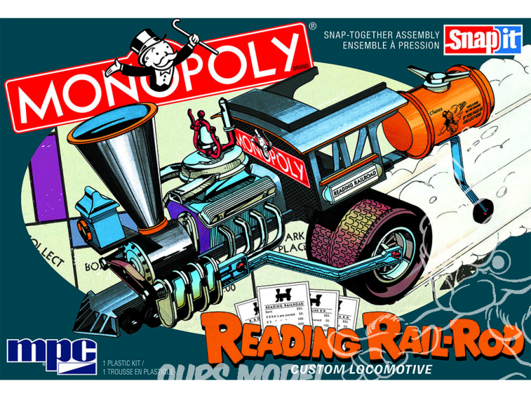 MPC maquette voiture 945 Monopoly Reading Rail Rod Custom Locomotive (SNAP) 1/25
