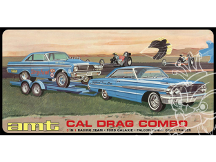 AMT maquette voiture 1223 Cal Drag Combo 1964 Galaxie, AWB Falcon et Remorque 1/25