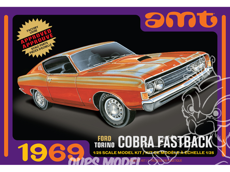 AMT maquette voiture 1217 1969 Ford Torino Cobra Fastback 1/25