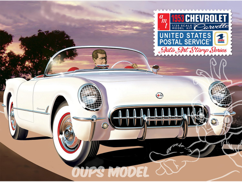 AMT maquette voiture 1244 1953 Chevy Corvette (USPS Stamp Series) 1/25