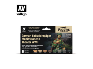 Vallejo Set serie figure 70188 Parachutistes Allemands Théâtre Méditerranéen WWII 8x17ml