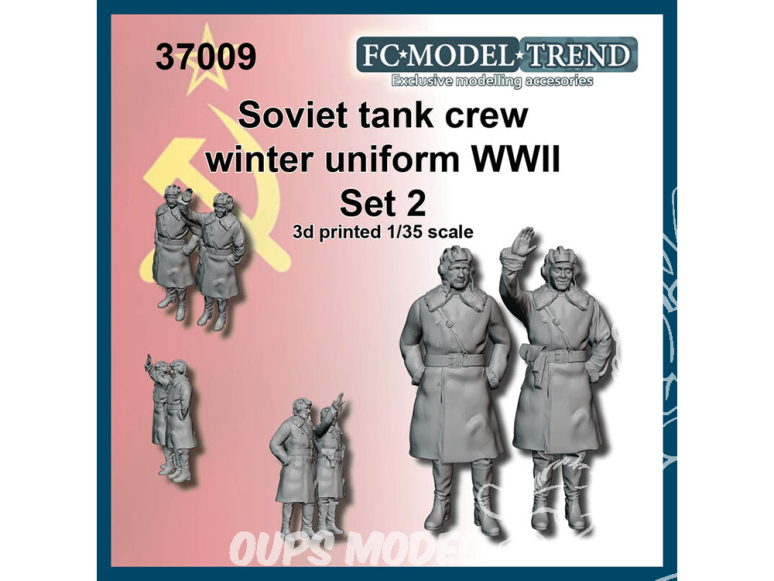 FC MODEL TREND figurine résine 37009 Equipage de char Soviétique uniforme hiver WWII Set 2 1/35