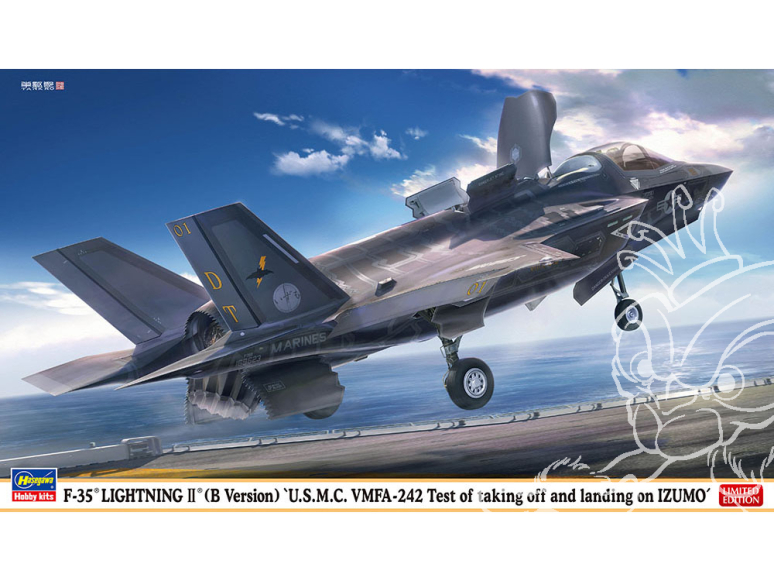 Hasegawa maquette avion 02398 F-35 Lightning II (type B) "Test de départ et d'arrivée USMC VMFA-242 Izumo" 1/72