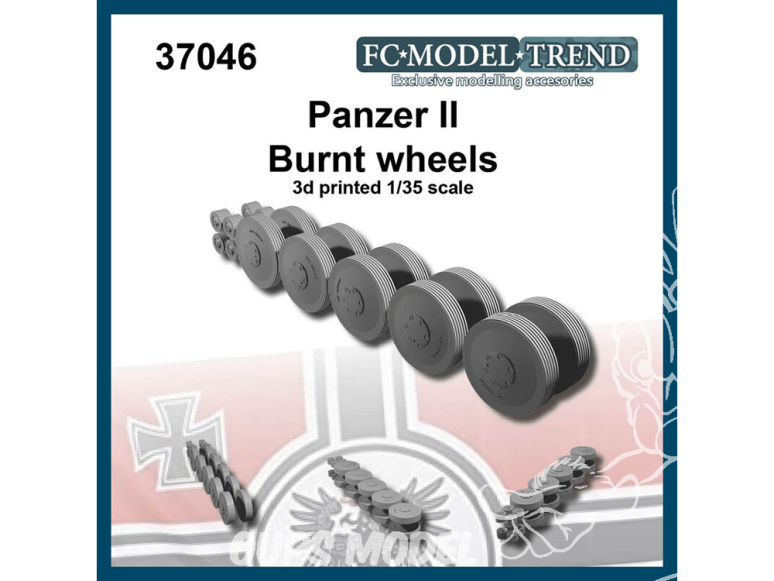 FC MODEL TREND accessoire militaire résine 37046 Roues brulées Panzer II 1/35