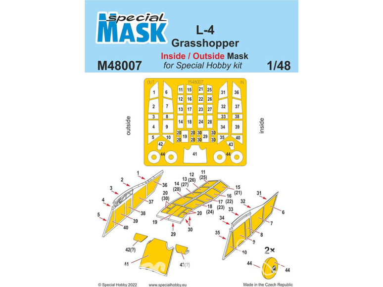 Special Hobby Masque avion M48007 L-4 Grasshopper Inside/Outside 1/48