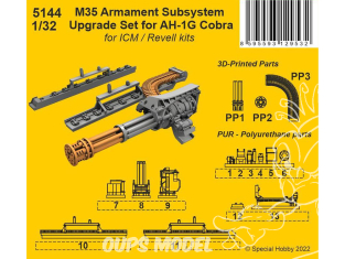 Cmk kit d’amélioration 5144 Ensemble de mise à niveau du sous-système d'armement M35 pour AH-1G Cobra ICM et Revell 1/32