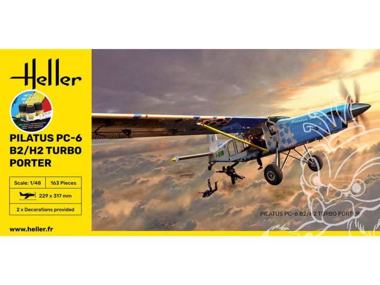 Heller maquette avion 35410 STARTER KIT PILATUS PC-6 B2/H2 Turbo Porter inclus peintures principale colle et pinceau 1/48