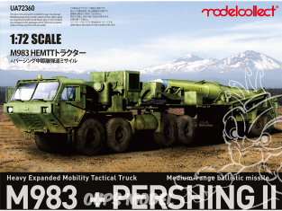 Modelcollect maquette militaire UA-72360 Camion tout-terrain U.S M983Hemtt Tractor Avec le lanceur de missiles Pershing II 1/72