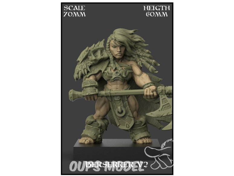 Yedharo Models figurine résine 1184 Personnage Berserker V2 Echelle 70mm