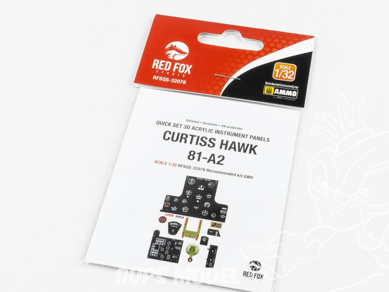 Red Fox Studio Tableaux de bord 3D avion RFQS-32078 Curtiss Hawk 81-A2 Great Wall Hobby 1/32