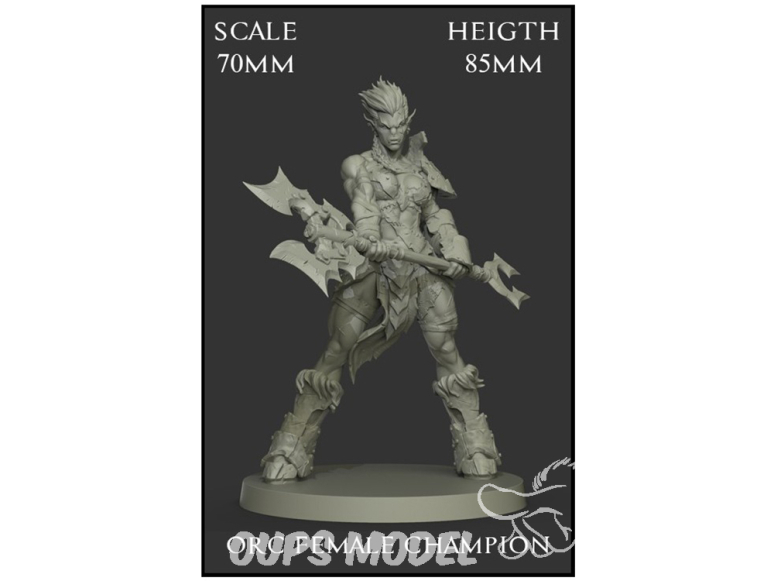 Yedharo Models figurine résine 1054 Femelle Orc champion Echelle 70mm