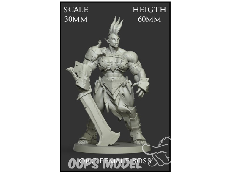 Yedharo Models figurine résine 0941 Patron femelle orc Echelle 30mm