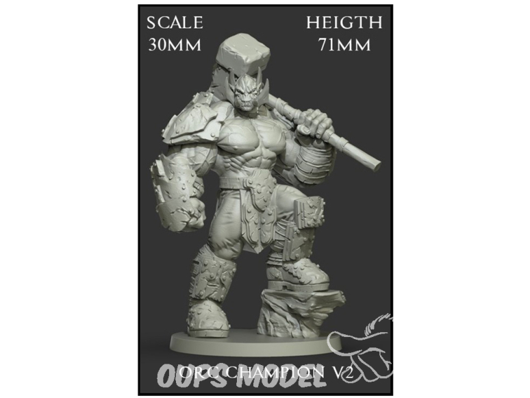 Yedharo Models figurine résine 1337 Orc Champion V2 Echelle 30mm