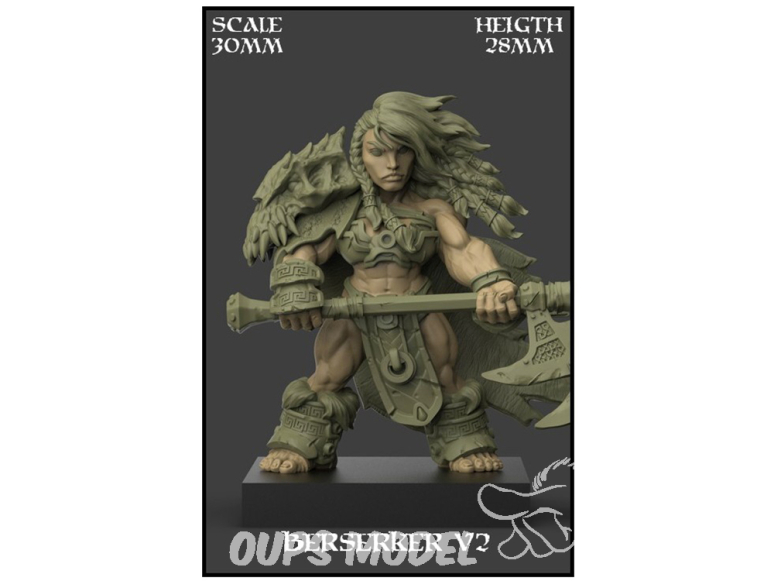 Yedharo Models figurine résine 1320 Personnage Berserker V2 Echelle 30mm