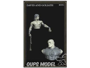 Yedharo Models figurine résine 1719 Buste de David et Goliath hauteur 75 et 41mm