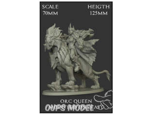 Yedharo Models figurine résine 1429 Orc Queen monté sur bête Echelle 70mm