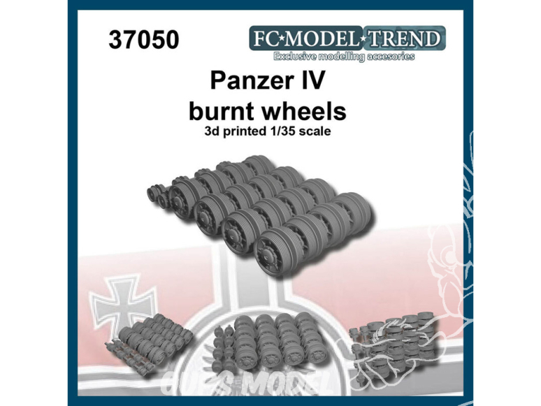 FC MODEL TREND accessoire militaire résine 37050 Roues brulées Panzer IV 1/35