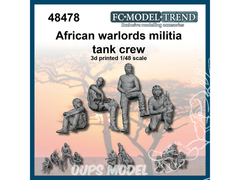 FC MODEL TREND figurine résine 48478 Equipage de char milice des seigneurs de guerre africains 1/48
