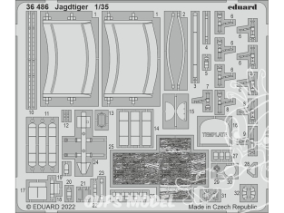 Eduard photodecoupe militaire 36486 Amélioration Jagdtiger Hobby Boss 1/35