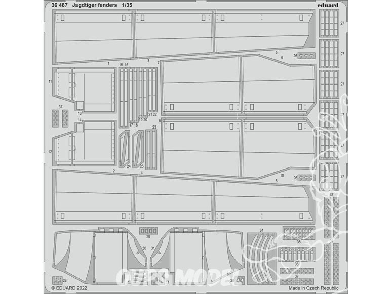 Eduard photodecoupe militaire 36487 Jupes fenders Jagdtiger Hobby Boss 1/35