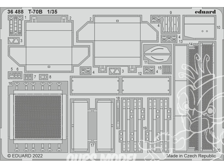 Eduard photodecoupe militaire 36488 Amélioration T-70B Zvezda 1/35