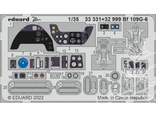 Eduard photodécoupe avion 33331 Zoom amélioration Messerschmitt Bf 109G-6 Border Model 1/35