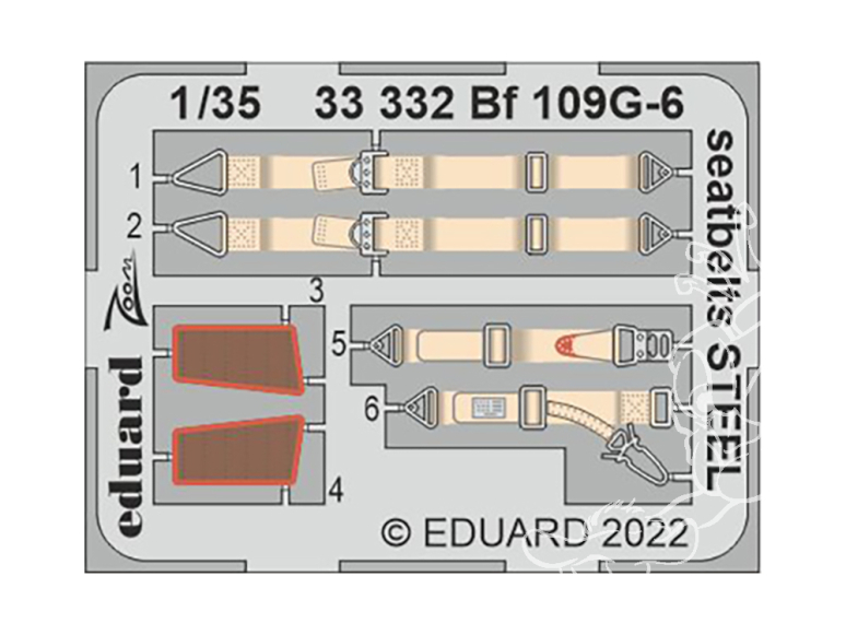 Eduard photodécoupe avion 33332 Harnais métal Messerschmitt Bf 109G-6 Border Model 1/35