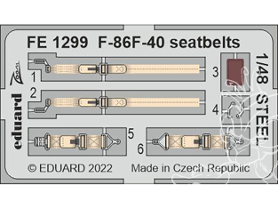 EDUARD photodecoupe avion FE1299 Harnais métal F-86F-40 Airfix 1/48