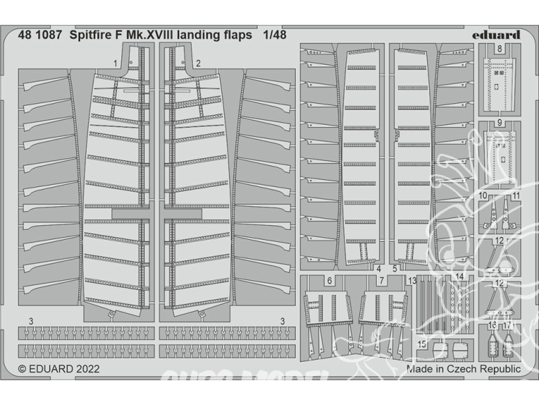 EDUARD photodecoupe avion 481087 Volets d'atterrissage Spitfire Mk.XVIII Airfix 1/48