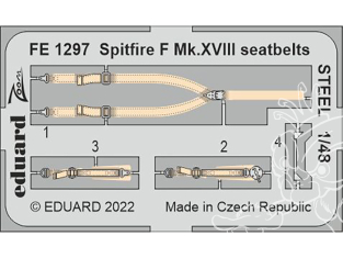 EDUARD photodecoupe avion FE1297 Harnais métal Spitfire Mk.XVIII Airfix 1/48