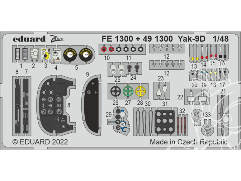EDUARD photodecoupe avion FE1300 Zoom amélioration Yak-9D Zvezda 1/48
