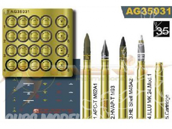 Afv Club maquette militaire ag35031 MUNITIONS US 3 inch. Gun - Set de munitions 1/35