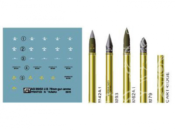 Afv Club maquette militaire ag35032 SET DE MUNITIONS US DE 76mm 1/35