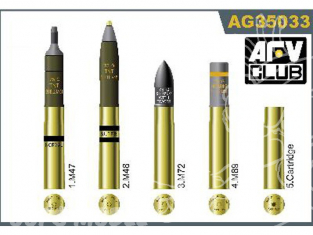 Afv Club maquette militaire ag35033 SET DE MUNITIONS US DE 75mm 1/35