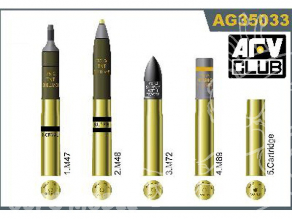 Afv Club maquette militaire ag35033 SET DE MUNITIONS US DE 75mm 1/35