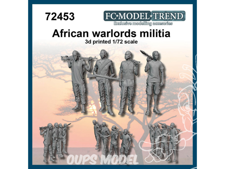 FC MODEL TREND figurines résine 72453 Miliciens des seigneurs de guerre africains 1/72