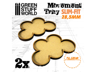 Green Stuff 508825 Plateaux de Mouvement MDF 28,5mm x5 SLIM-FIT