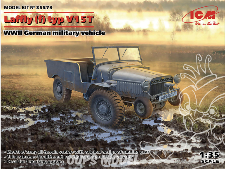 Icm maquette militaire 35573 Laffly (f) Typ V15T Véhicule militaire allemand de la Seconde Guerre mondiale 1/35