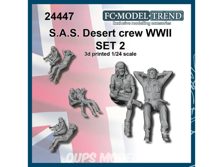FC MODEL TREND figurine résine 24447 Equipage Désert SAS WWII Set 2 1/24