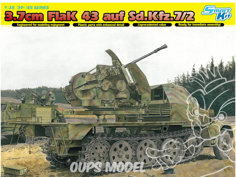 DRAGON maquette militaire 6553 3.7cm FlaK 43 auf Sd.Kfz.7/2 avec chenilles magic track 1/35