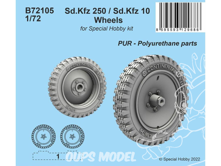 CMK accessoires Maquettes militaire B72105 Roues Sd.Kfz 250 / Sd.Kfz 10 kit Special Hobby 1/72