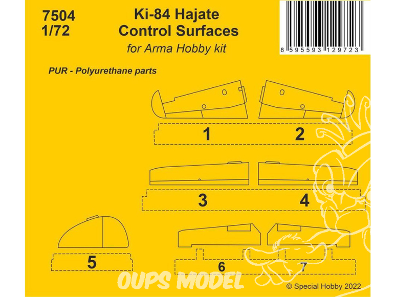 Cmk kit resine 7504 Ki-84 Hajate Surfaces de contrôle pour kits Arma Hobby 1/72