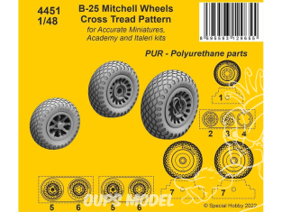 CMK kit resine 4451 B-25 Mitchell Roues Modèle de bande de roulement croisé kit accurate Academy Italeri 1/48
