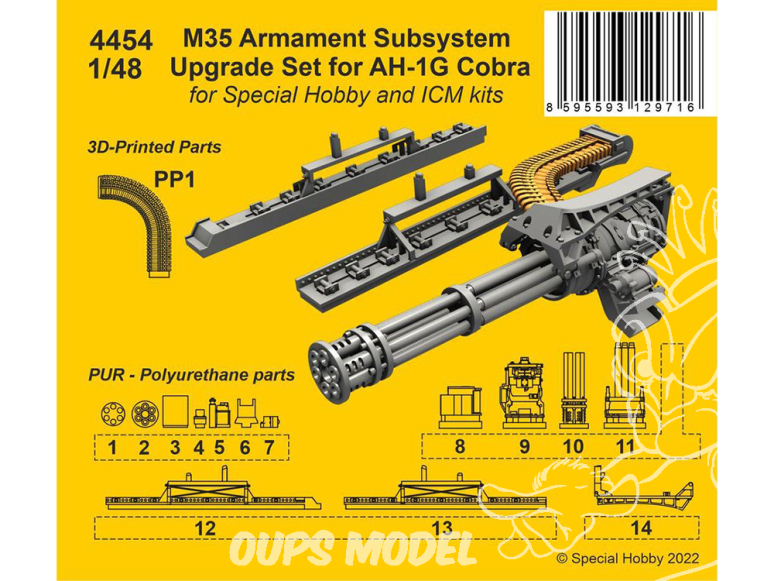 CMK kit resine 4454 Ensemble de mise à niveau du sous-système d'armement M35 pour AH-1G Cobra kit Special Hobby 1/48