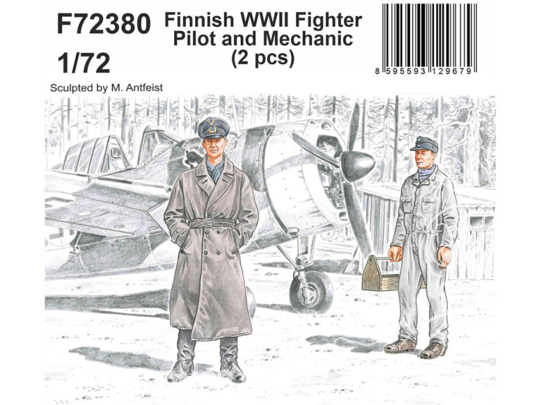 Cmk figurine F72380 Pilote de chasse et mécanicien finlandais de la Seconde Guerre mondiale 1/72
